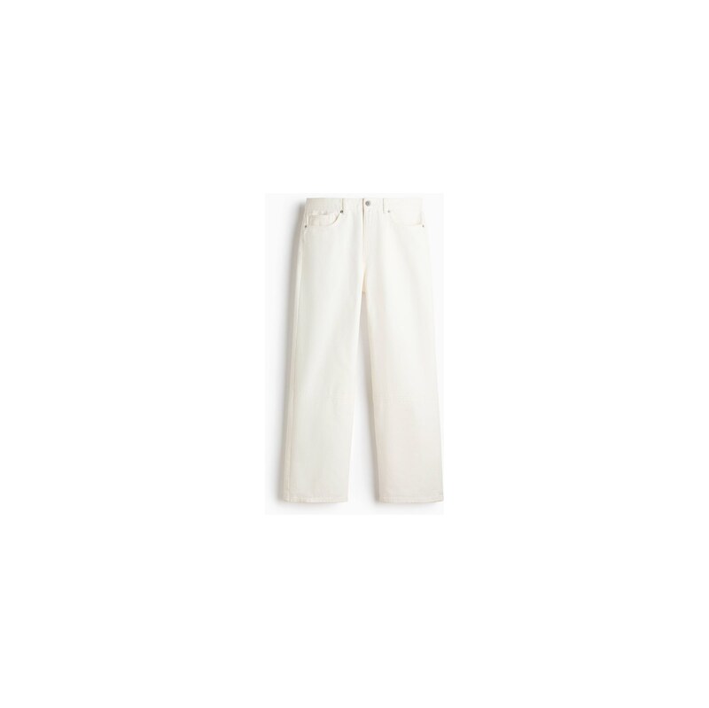 H&M - Bavlněné kalhoty Relaxed Fit - Bílá