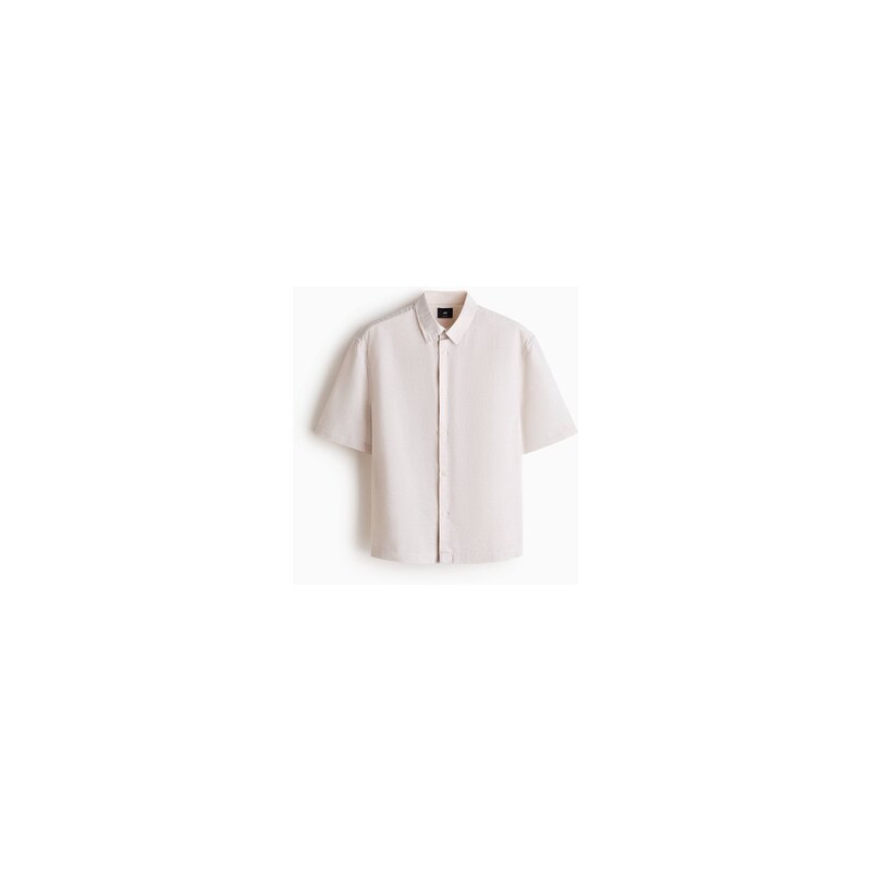 H&M - Košile z lněné směsis krátkým rukávem Relaxed Fit - Světle