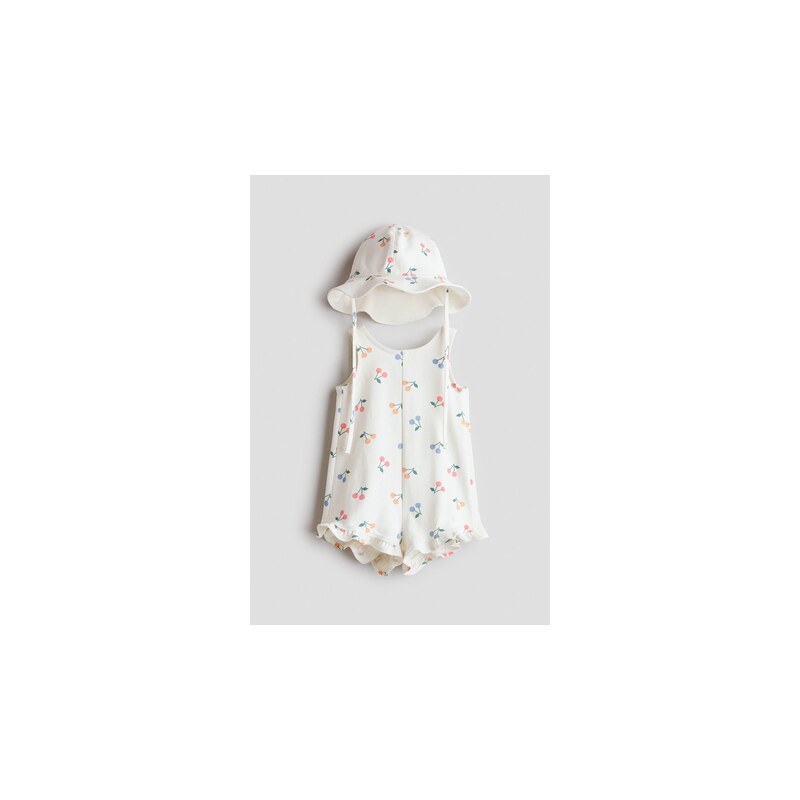 H&M - Dvoudílná bavlněná soupravas potiskem - Krémová/Třešně