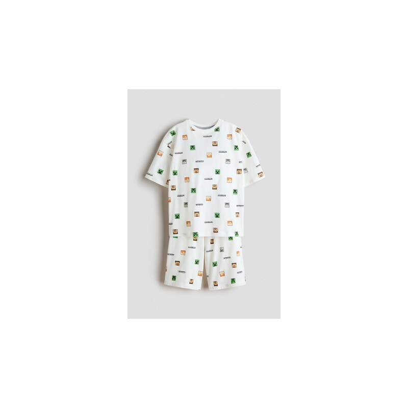 H&M - Bavlněné pyžamos potiskem - Bílá/Minecraft