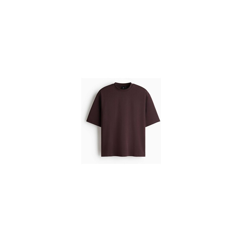 H&M - Bavlněné tričko Boxy Relaxed Fit - Tmavě Hnědá