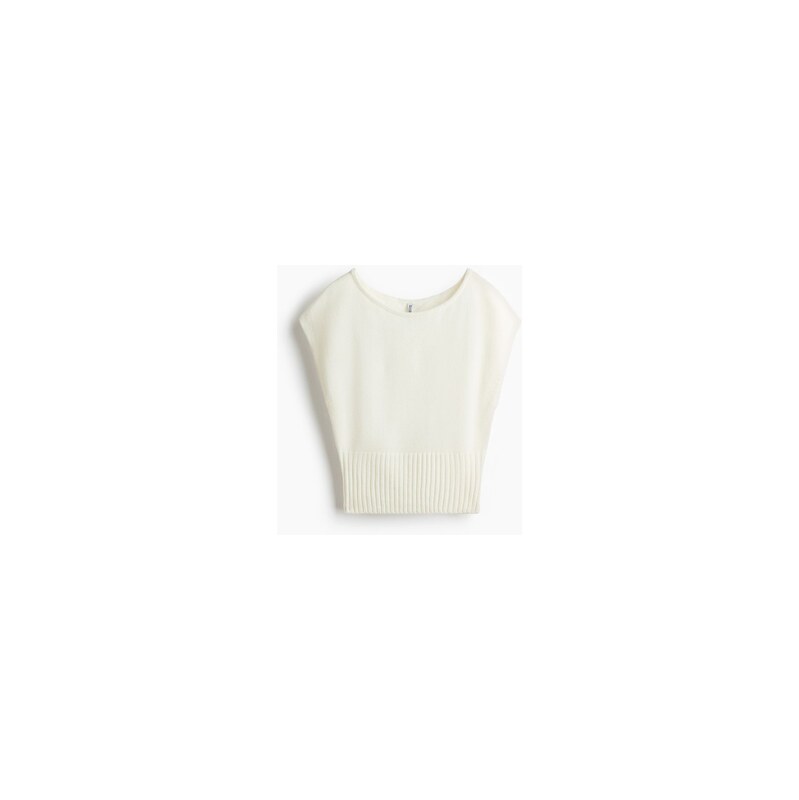 H&M - Pletený top odhalující ramena - Krémová
