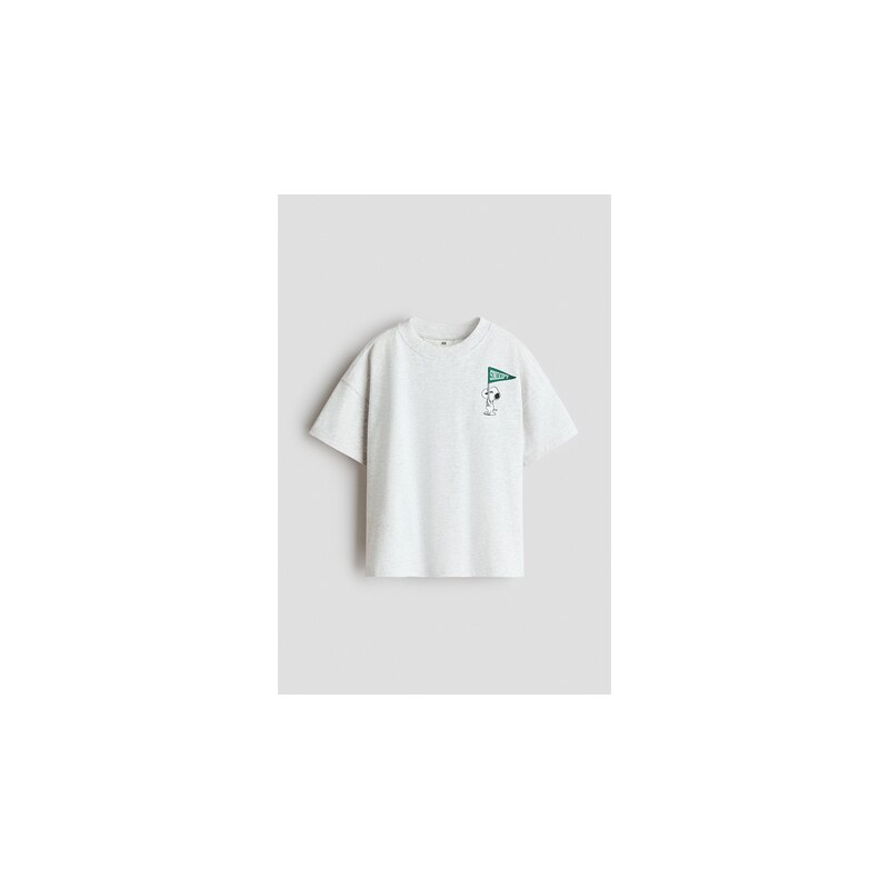 H&M - Oversized tričkos potiskem - Světle Šedý Melír/Snoopy