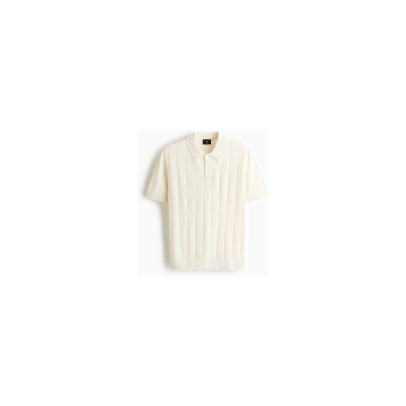 H&M - Pletený tops texturou a límečkem Regular Fit - Krémová