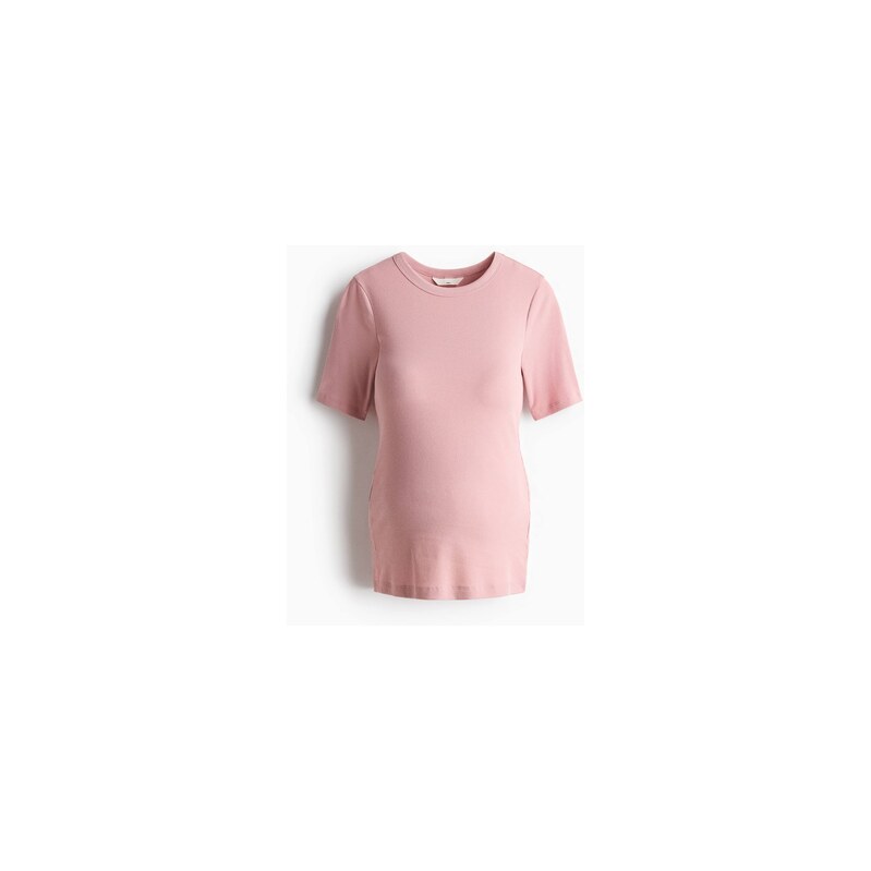 H&M - MAMA Žebrované tričko - Světle Růžová