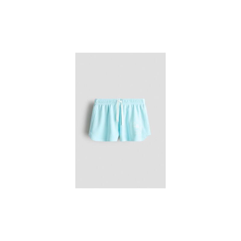 H&M - Teplákové šortky - Světle Tyrkysová/Květina