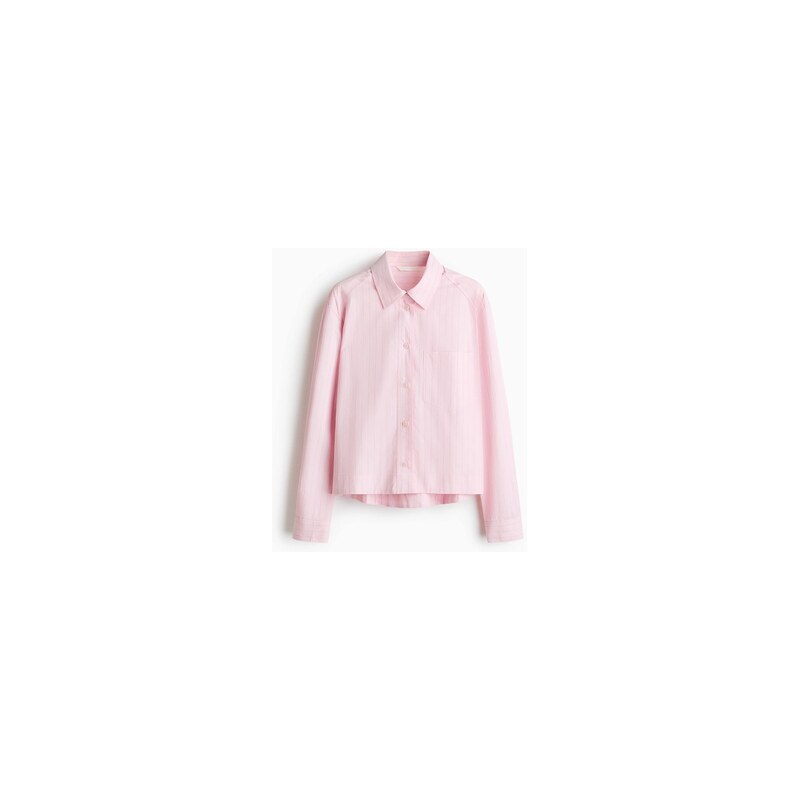 H&M - Oversized popelínová košile - Světle Růžová/Tenký Proužek