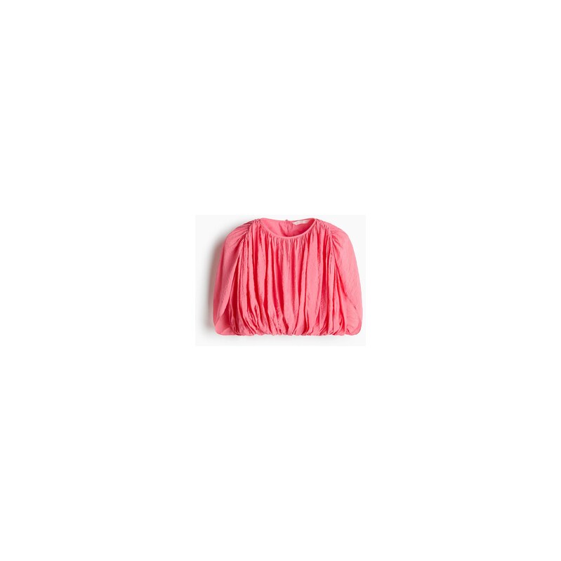 H&M - Krepový tops bublinovým lemem - Růžová