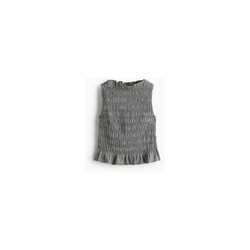 H&M - Tops žabkováním a volánkovým lemem - Černá/Kostka Gingham