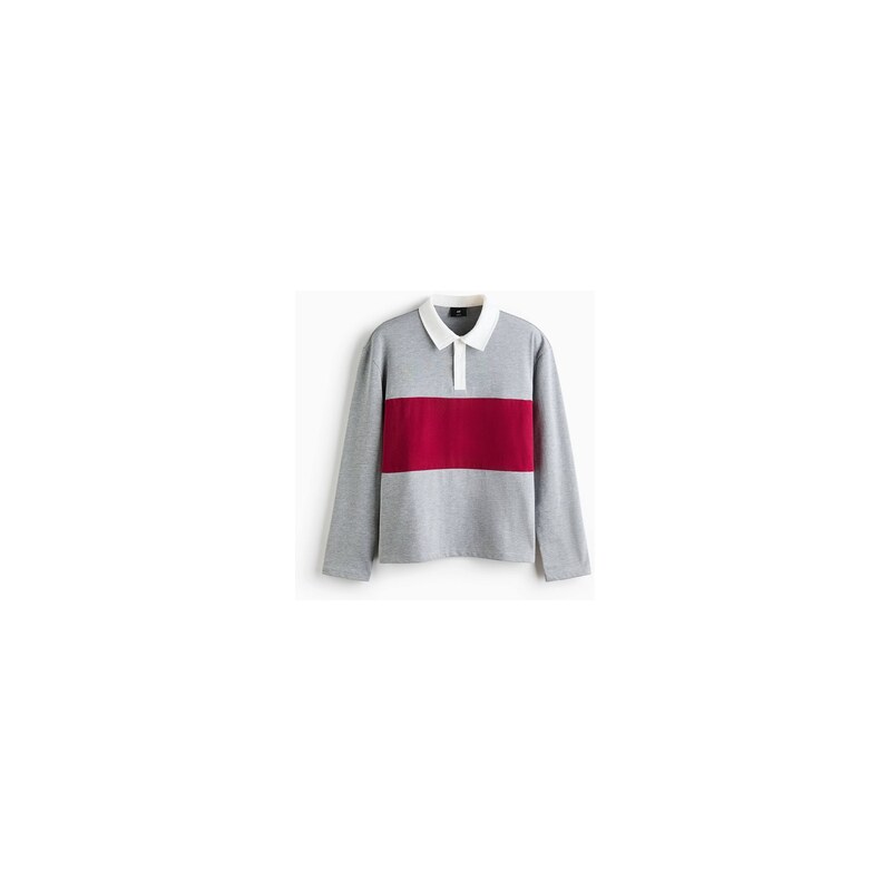 H&M - Bavlněné triko rugby Regular Fit - Světle Šedý Melír