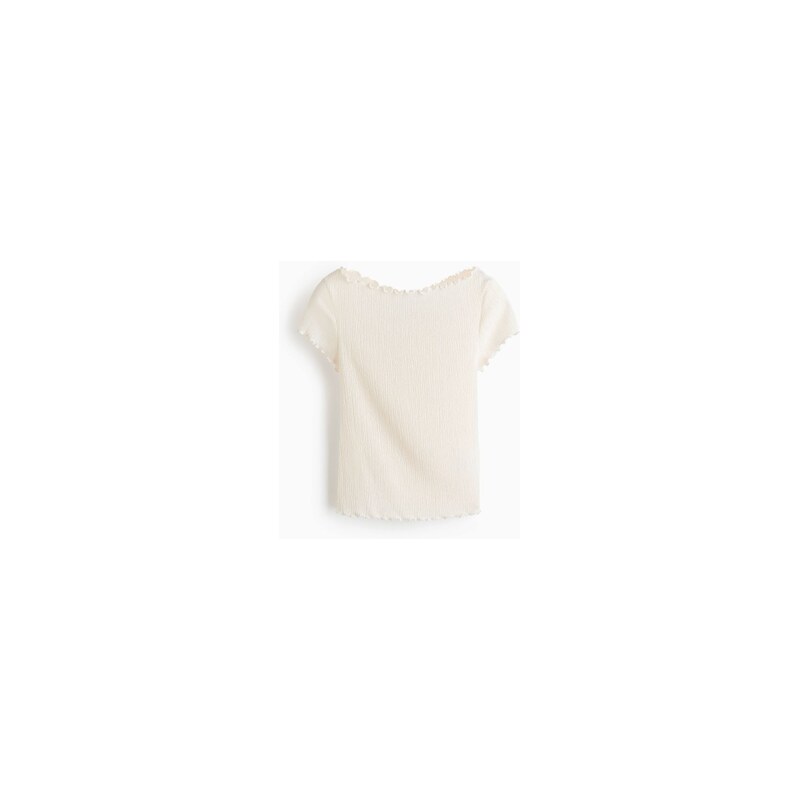 H&M - Mačkaný tops lodičkovým výstřihem - Krémová