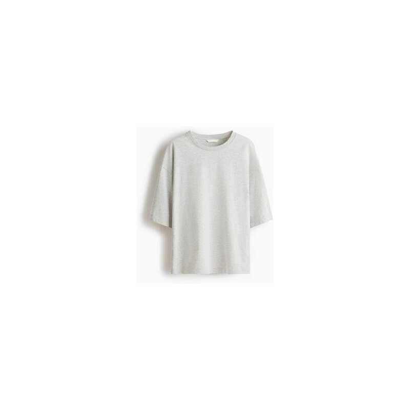 H&M - Tričko Loose Fit - Světle Šedý Melír