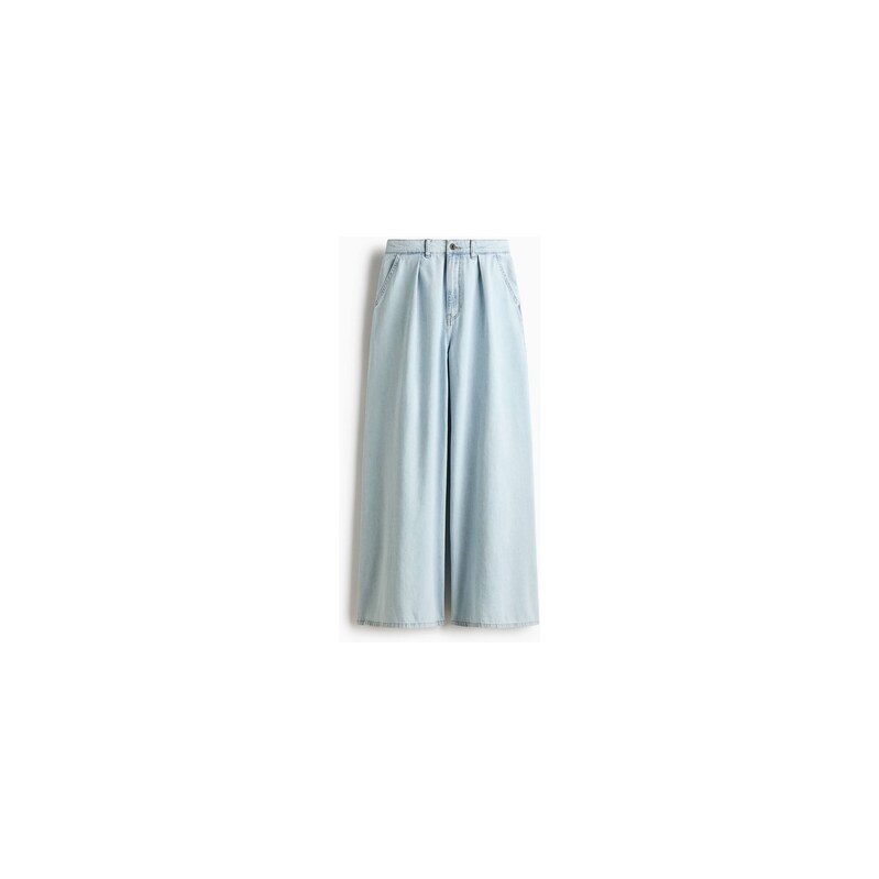 H&M - Super Wide Regular Waist Jeans - Světlý Denim Blue