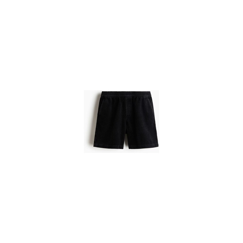 H&M - Manšestrové šortky Loose Fit - Black