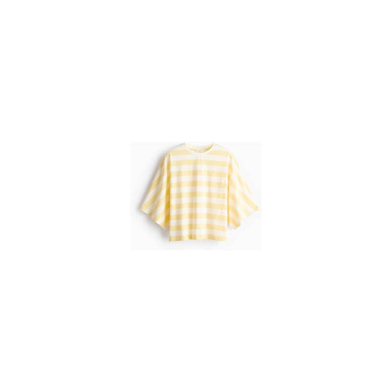 H&M - Oversized bavlněný top - Světle Žlutá/Proužky