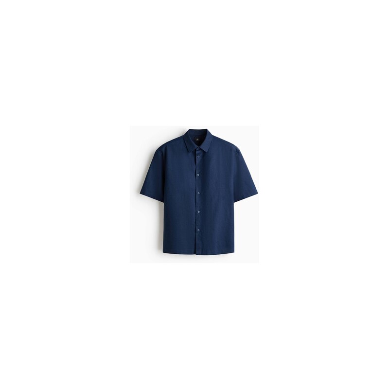 H&M - Košile z lněné směsis krátkým rukávem Relaxed Fit -