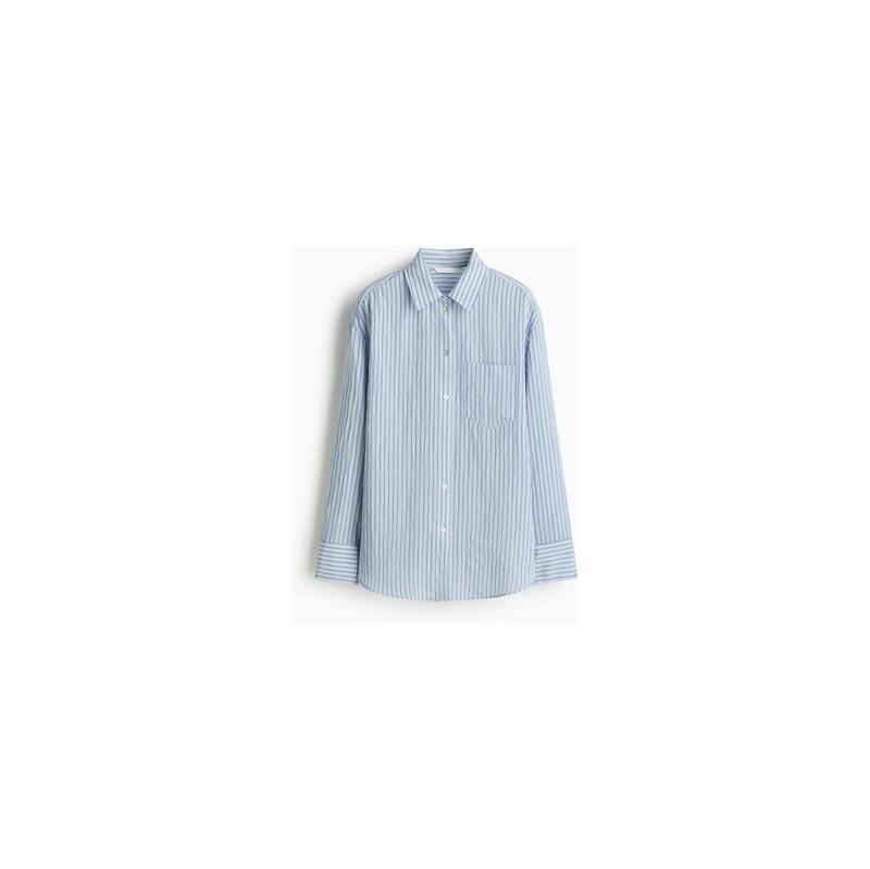 H&M - Oversized košile - Bleděmodrá/Proužky