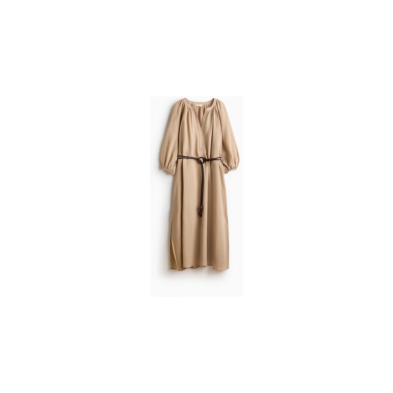 H&M - Oversized šatys vázacím páskem - Béžová