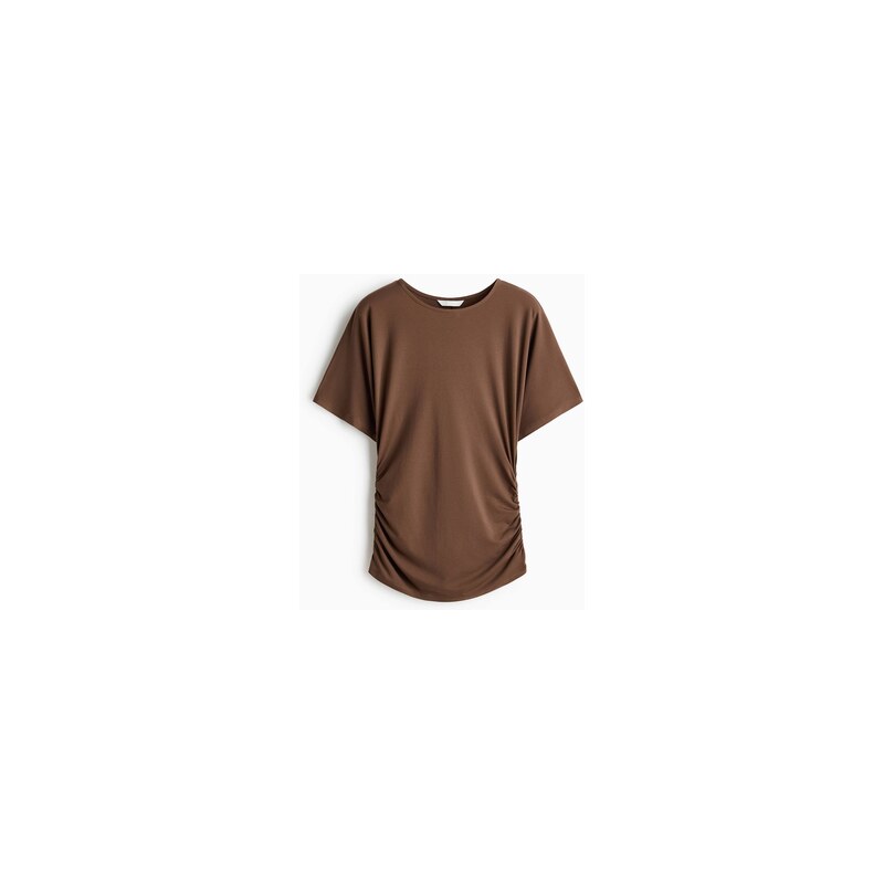 H&M - Řasený žerzejový top - Hnědá