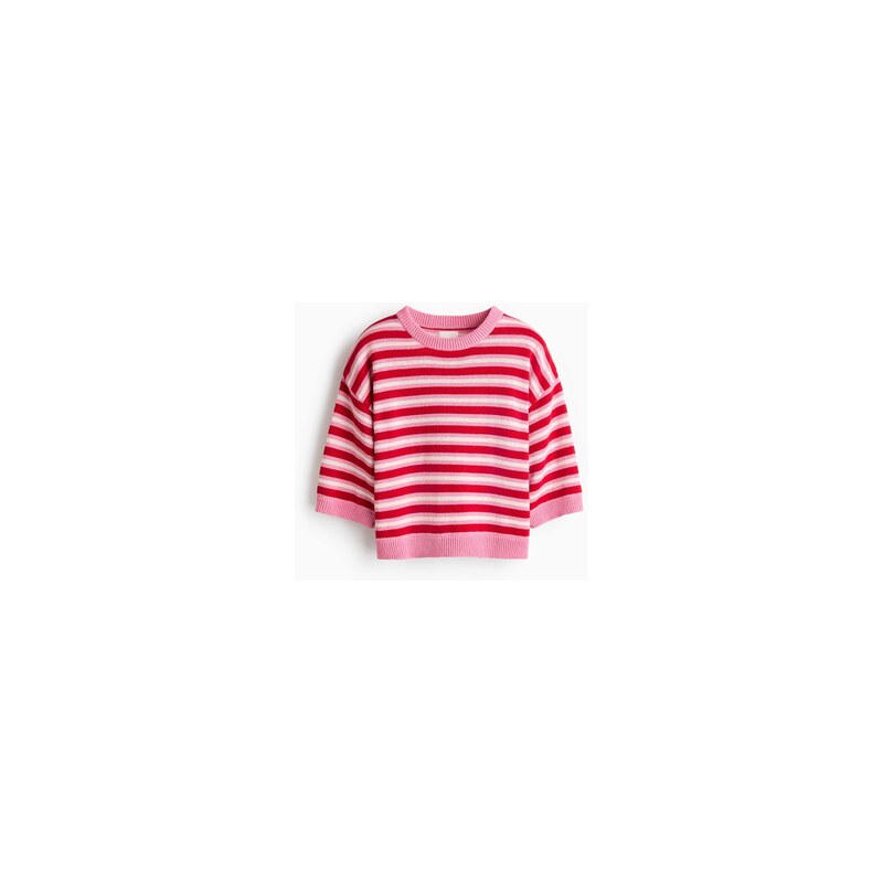 H&M - Pletené tričko - Růžová/Proužky