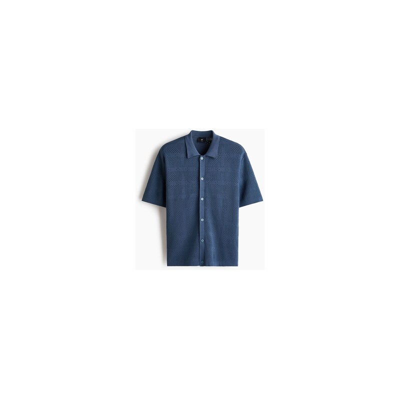 H&M - Pletená košile Regular Fit - Tlumená Modrá