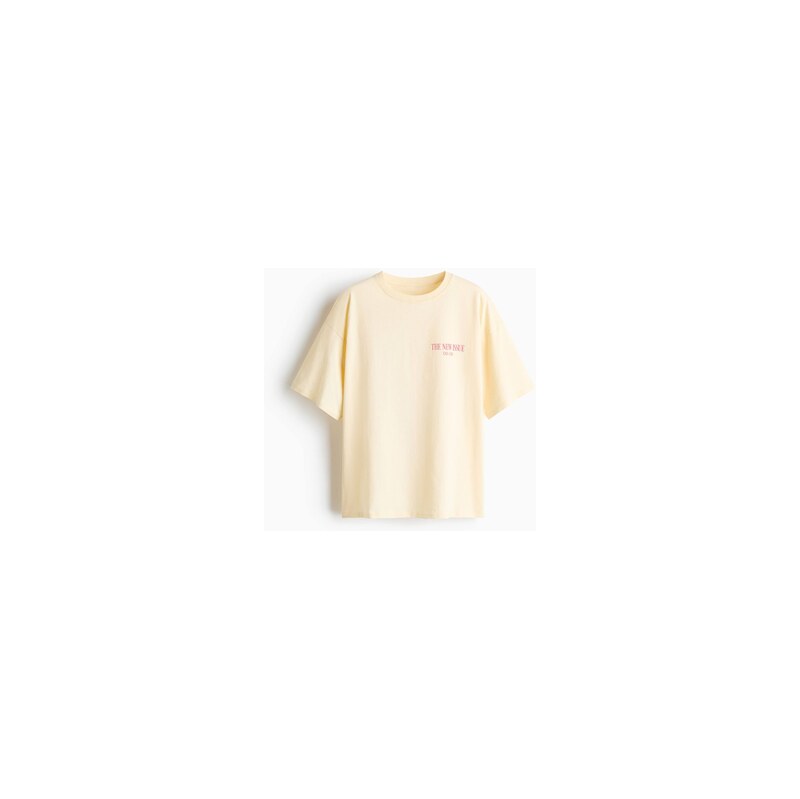 H&M - Oversized tričkos potiskem - Pale Yellow/The New Issue