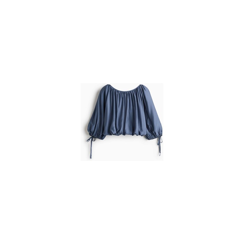 H&M - Oversized halenkas vázacími detaily - Tlumená Modrá