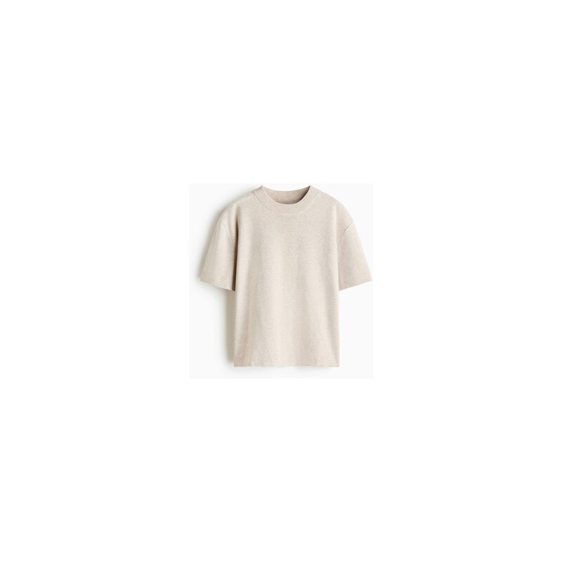 H&M - Tričko z jemného úpletu - Světle Béžový Melír