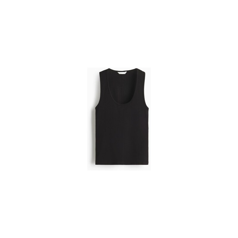 H&M - Bavlněný top bez rukávů - Černá