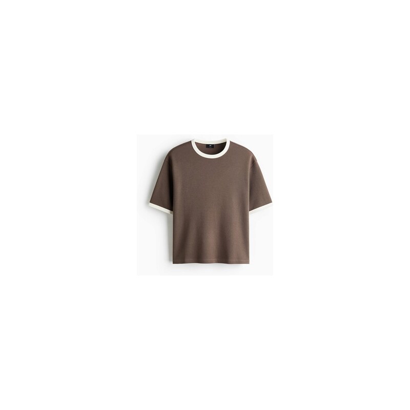 H&M - Bavlněné tričko Boxy Relaxed Fit - Hnědá