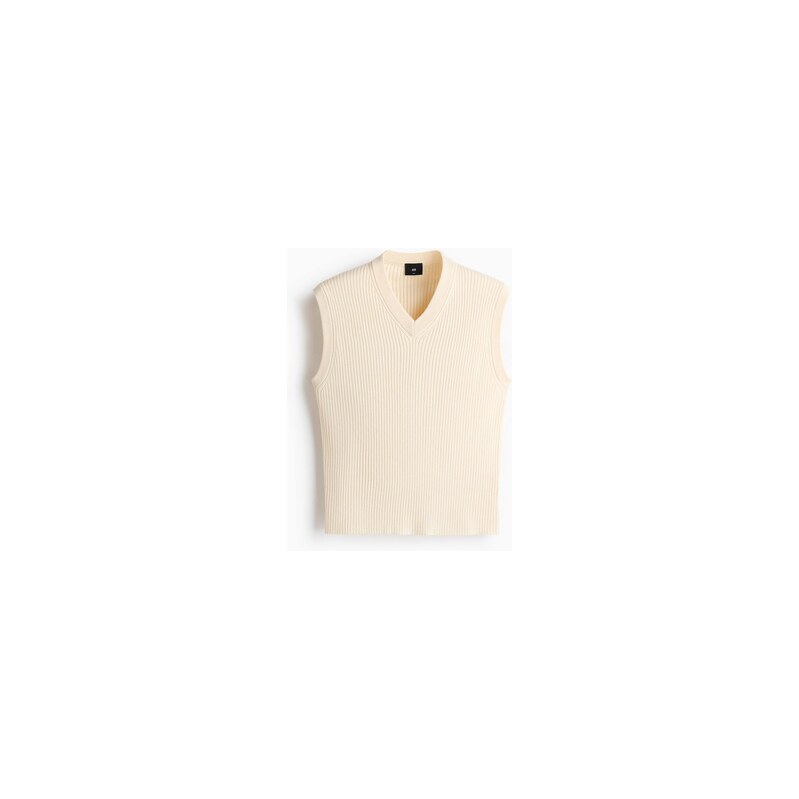 H&M - Žebrovaně pletená vesta Slim Fit - Světle Béžová