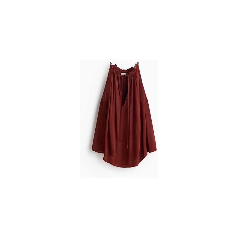 H&M - Oversized top se stahovací šňůrkou - Tmavě Červená