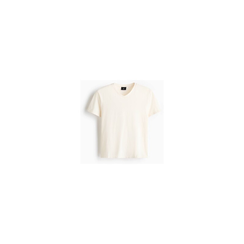 H&M - Bavlněné tričko Slim Fit - Krémová