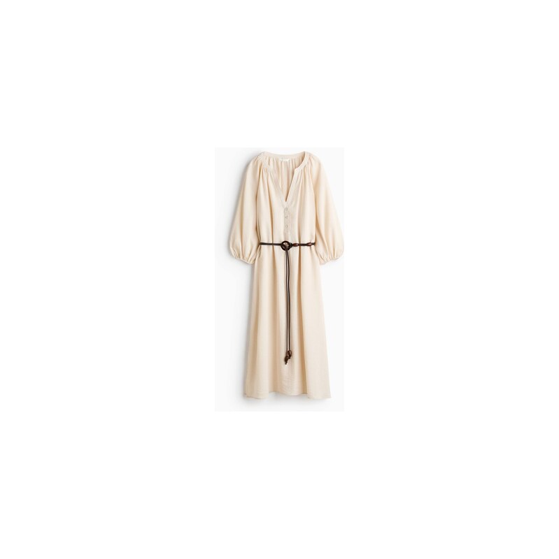 H&M - Oversized šatys vázacím páskem - Světle Béžová