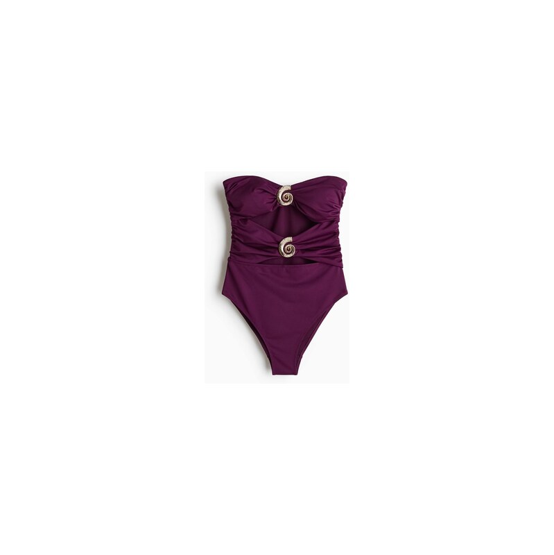 H&M - Plavky bandeau High Legs vyztuženými košíčky - Tmavě