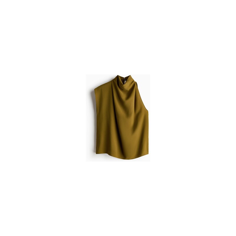 H&M - Asymetrický splývavý top - Olivově Zelená