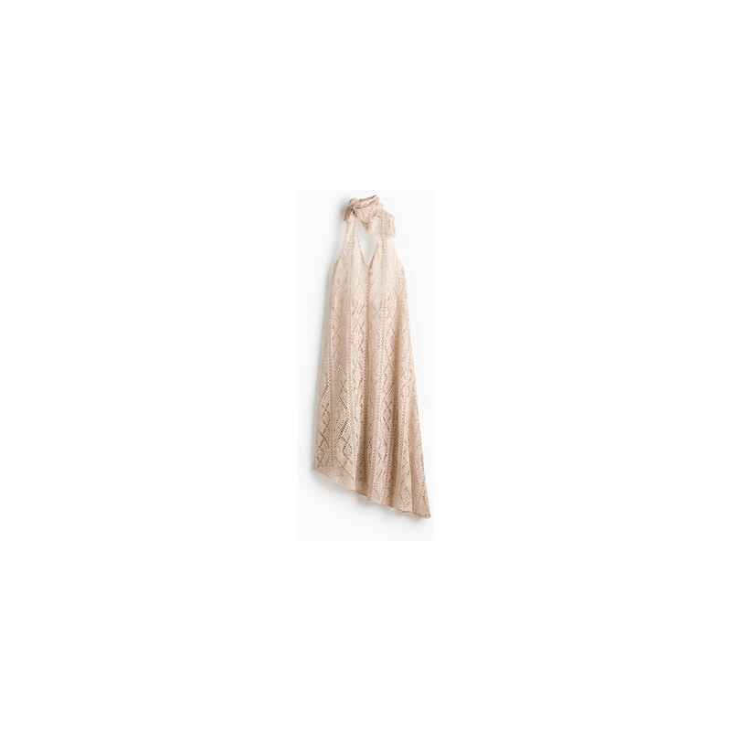 H&M - Šaty halternecks efektem háčkování - Světle Béžový Melír