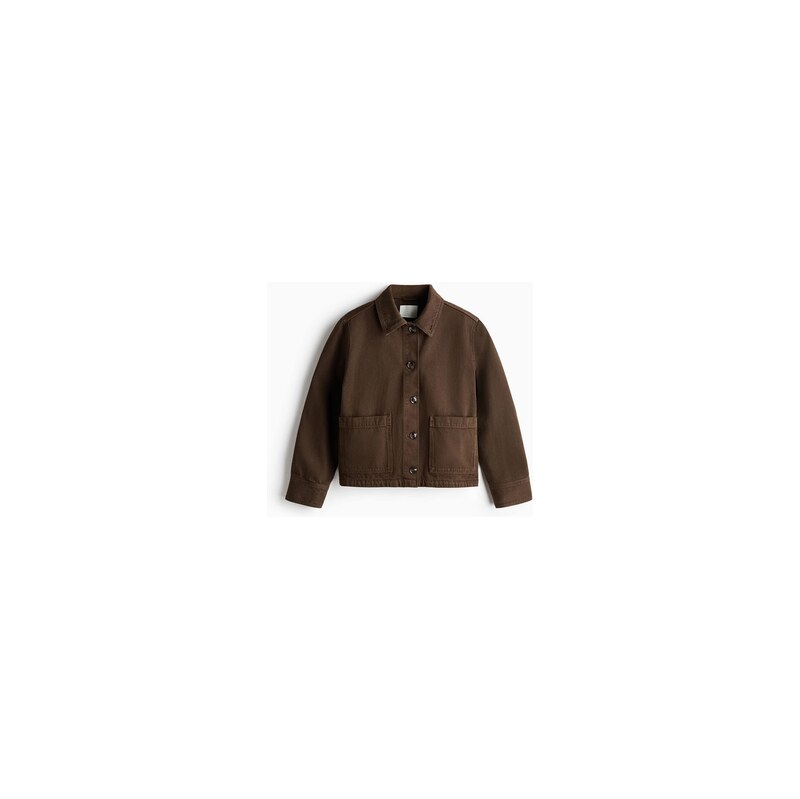 H&M - Bavlněná džínová bunda - Tmavě Zelená Khaki