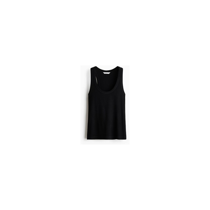 H&M - Ribbed viscose vest top - Černá
