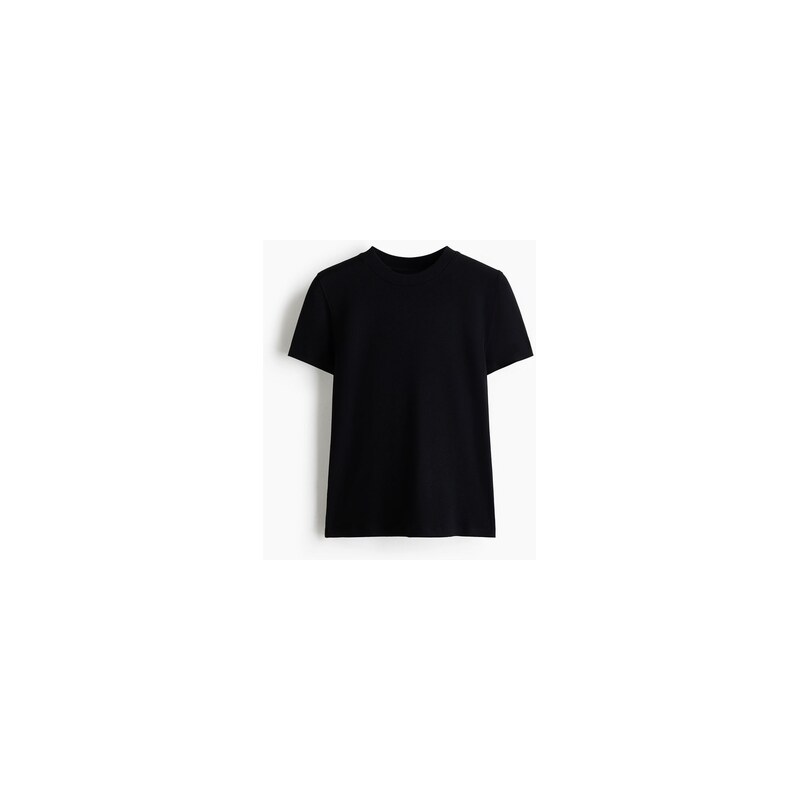 H&M - Žebrované viskózové tričko - Černá
