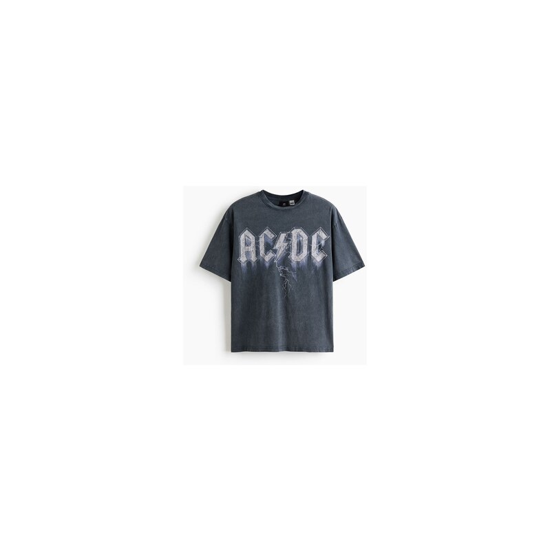 H&M - Bavlněné tričkos potiskem Relaxed Fit - Sepraná Černá/Ac