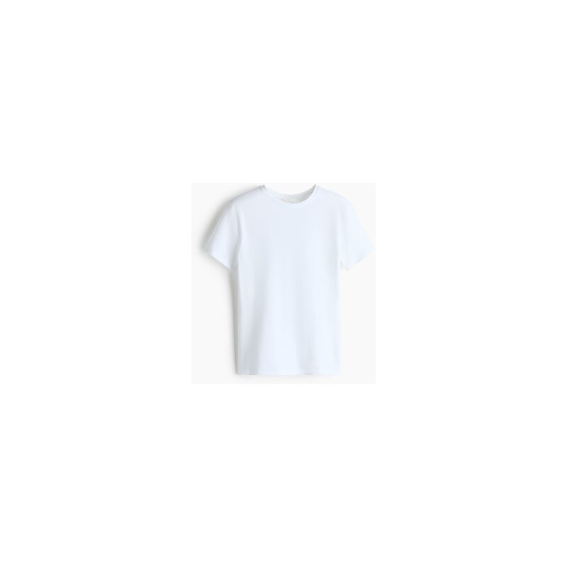 H&M - Přiléhavé tričko z bavlněné směsi - Bílá
