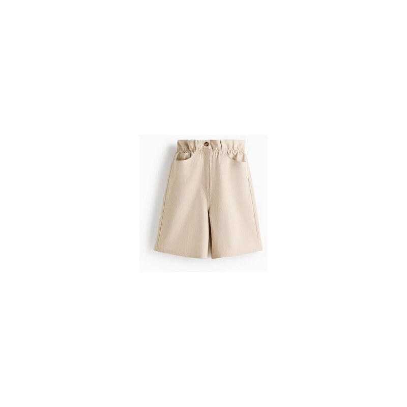 H&M - Bermudy z lněné směsi - Světle Béžová