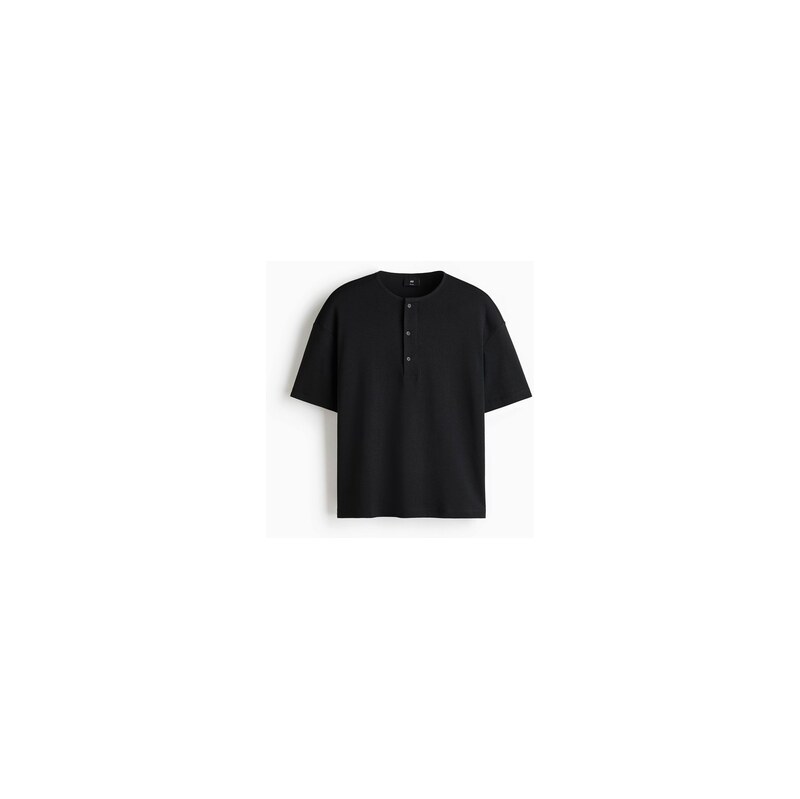 H&M - Top henley Relaxed Fit - Černá