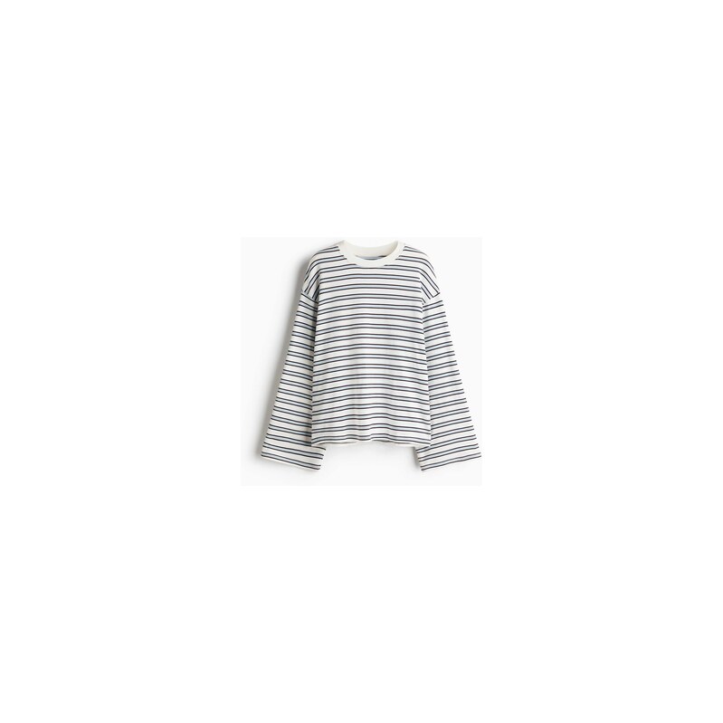 H&M - Bavlněné trikos dlouhým rukávem - Krémová/Proužky