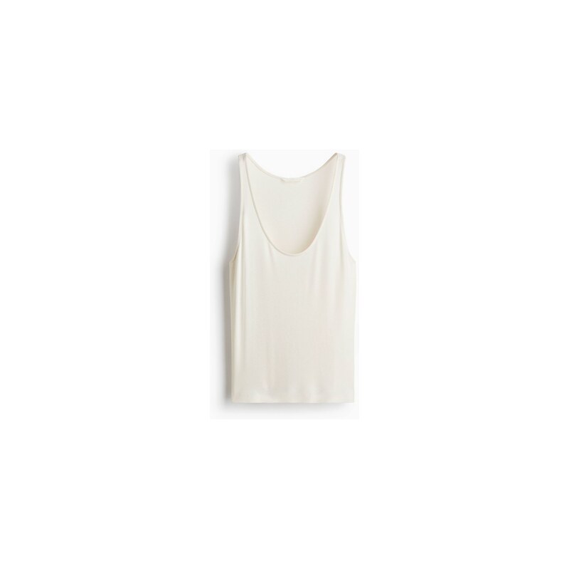 H&M - Tops hlubokým kulatým výstřihem - Krémová