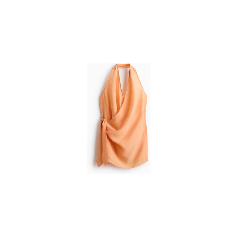 H&M - Zavinovací plážové šaty halterneck - Světle Oranžová