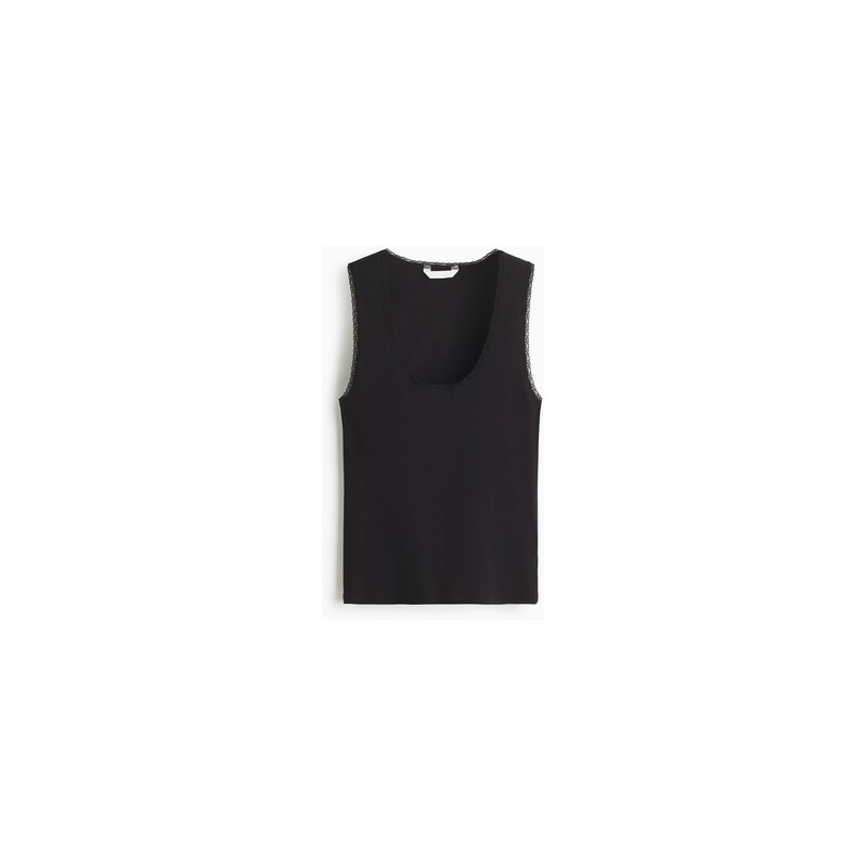 H&M - Tops krajkovým lemem - Černá