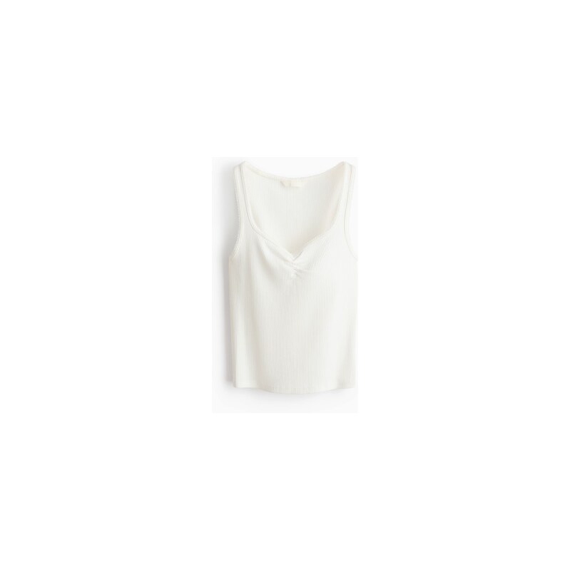 H&M - Tílko z žebrované bavlny - Bílá