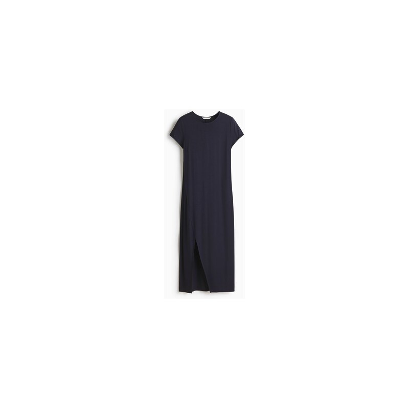H&M - Tričkové šaty midi - Námořnická Modř